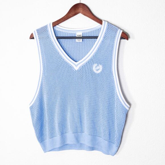 PINK Women’s Knit Vest Top XL Preppy Classic Tenniscore Athleisure Streetwear - Picture 1 of 6